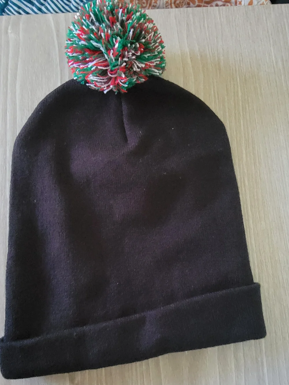 Unisex Adult Black Beanie Hat with Colorful Embroidered Lights